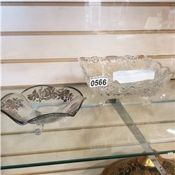 SILVER OVERAY DISH AND PINWHEEL DISH