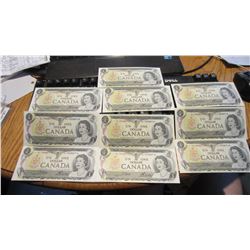 Set of 10 1973 $1.00 Sequence Notes