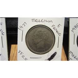 1937 Belgium 5 Franc