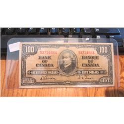 1937 Canada $100.00 Bank Note