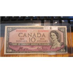 1954 Canada $10.00 Bank Note Devils Face