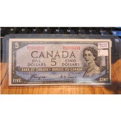 1954 Canada $5.00 Bank Note Devils Face