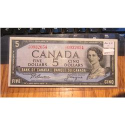 1954 Canada $5.00 Bank Note