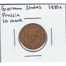 1880-A Germany 10 Mark Gold Coin