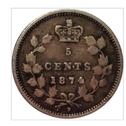 1874-H Canada 5 Cent