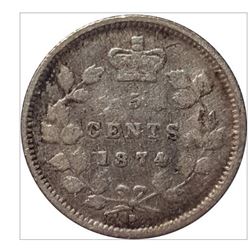 1874-H Canada 5 Cent