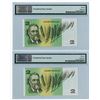 Image 2 : Australia, Reserve Bank, 1979 Sequential Pair of Banknotes.