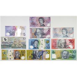 Reserve Bank of Australia, 1988 to 2000 Polymer Banknote Assortment.