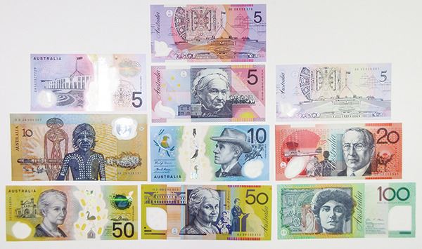 Australian Note Collection Reserve Bank of Australia, 1988 to 2000 Polymer Banknote Assortment ...