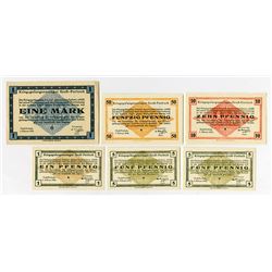 Germany. Notgeld, POW Camp in Gross- Poritsch, 1916 1,5(2),10, 50 PF & 1 mark, VF-XF