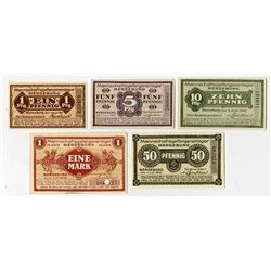 Germany. Notgeld, POW Camp in Merseburg, 1916-1918 Lot of 5.