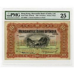 Mercantile Bank of India, 1930 $10 Issue Banknote Rarity.