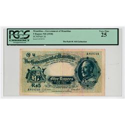 Government of Mauritius, ND (1930) Issue Banknote.