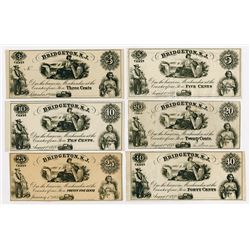 Bridgeton Glass Works. 1863. Sextet of Obsolete Notes.