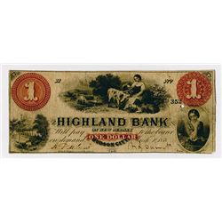 Highland Bank. 1858. Obsolete Note.