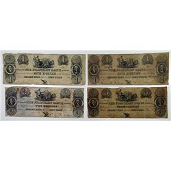 Franklin Bank. 1827. Quartet of Obsolete Notes.