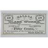 Image 1 : Malaga, Gloucester County, Malaga Glass Works. 1871. Obsolete Scrip Note.