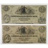 Image 1 : Farmers & Merchants Bank. 1854. Pair of Obsolete Notes.