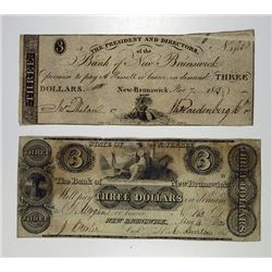 Bank of New Brunswick, 1836 Obsolete Banknote Pair