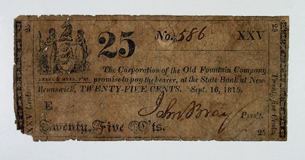 Old Fountain Co. 1815 Obsolete Scrip Note Rarity