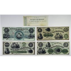 State Bank at New Brunswick. 1862. Quartet of Obsolete Notes.