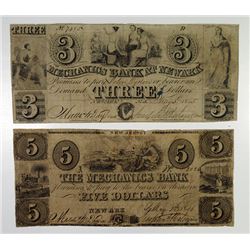 Mechanics Bank. 1845 Obsolete Note Pair