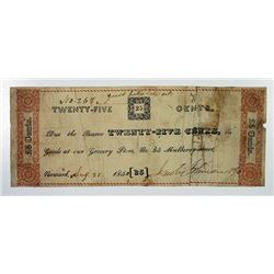 Newark, New Jersey. Goods at Our Grocery Store, Jacob Johnson & Co. 1840. Obsolete Note.