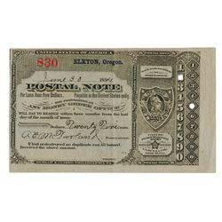 U.S. Postal Note, Type V, Elkton, Oregon, June 30, 1894, 25 cents, S/N 830.