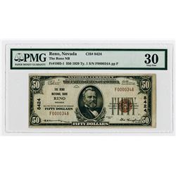 Reno, NV - The Reno National Bank, $50 Ty. 1, Ch# 8424, Fr#1803-1.