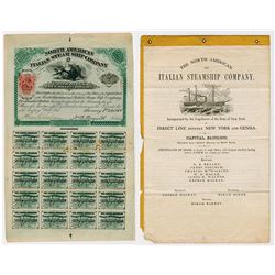 North American Italian Steam Ship Co., 1866 with Red 25cts Imprinted revenue RN-T3 Rarity.