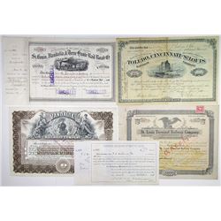 Mid West Issued Stock Certificates, 1882-1919 Group of 5 Certificates.