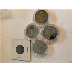 Group of 5 Total Coins including a Sheild Nickel All for 1 Money