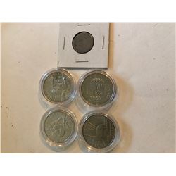 Group of 5 Total Coins including a Sheild Nickel All for 1 Money