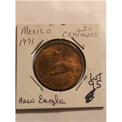 1971 Mexico 20 Centavos NEW EAGLE MS High Grade