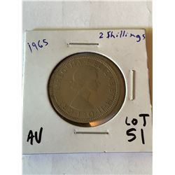 1965 Great Britain 2 Shillings AU Grade