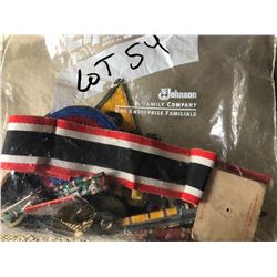 Bag of Vintage War Medals Ribbons Awards Pins
