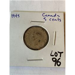 1945 Canada 5 Cents Nice Early Coin