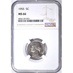 1955 JEFFERSON NICKEL NGC MS-66