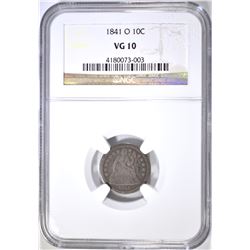 1841-O SEATED DIME, NGC VG-10