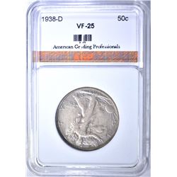 1938-D WALKING LIBERTY HALF DOLLAR, ACG VF