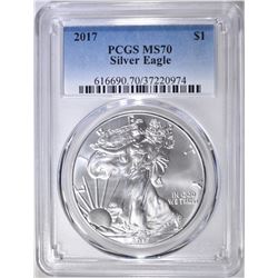 2017 AMERICAN SILVER EAGLE, PCGS MS-70