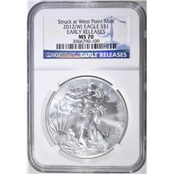 2012 (W) SILVER EAGLE, NGC MS-70 EARLY RELEASES