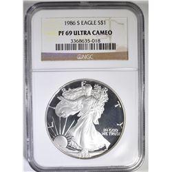 1986-S AMERICAN SILVER EAGLE NGC PF-69 ULTRA CAMEO