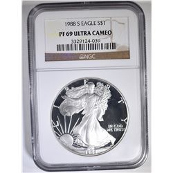 1988-S AMERICAN SILVER EAGLE NGC PF-69 ULTRA CAMEO