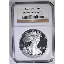1989-S AMERICAN SILVER EAGLE NGC PF-69 ULTRA CAMEO