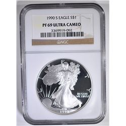 1990-S AMERICAN SILVER EAGLE NGC PF-69 ULTRA CAMEO