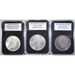 1887, 1888& 188-O UNC MORGAN DOLLARS