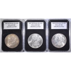 1896, 1897 & 1898 UNC MORGAN DOLLARS