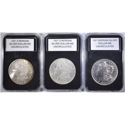 1921, 1921-D & 1921-S UNC MORGAN DOLLARS