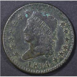 1814 LARGE CENT  XF  SOME OLD PLANCHET ROUGHNESS